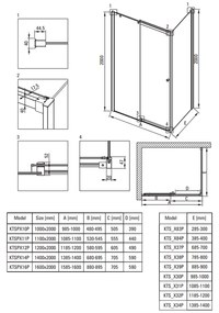 Usa sticla dus culisanta 120x200 cm profil crom Deante Kerria Plus 1200x2000 mm, Crom lucios