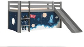 Pat copii cu tobogan și husă navetă spațială pentru copii – Vipack Pino [Dimensiuni: 200x90x114 cm]