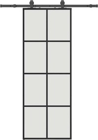vidaXL Ușă glisantă cu set de feronerie neagră 76x205 cm Sticlă ESG