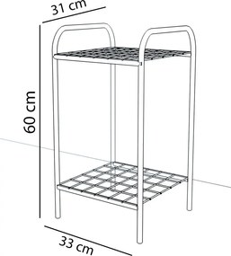 Etajera metal pentru flori 2 rafturi Decor Homs 33 x 60 x 31 cm, negru