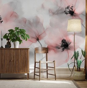 Fototapet - Flori delicate roz-gri (147x102 cm)