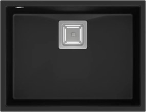 Chiuveta compozit sub blat Quadron Unique David 50 negru carbon - inox 55x42 cm