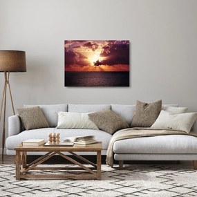 Tablou pe sticlă cu soarele după nori (70x50 cm)