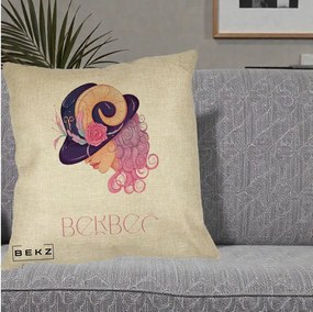 Perna Personalizata Zodie Berbec, 40x40 cm, Crem, Husa Detasabila, Perna Inclusa, BEKZ®