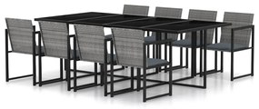 317186 vidaXL Set mobilier de grădină cu perne, 9 piese, gri, poliratan