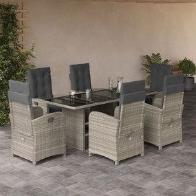 vidaXL Set mobilier de grădină cu perne, 7 piese gri deschis poliratan