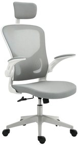 Scaun de birou ergonomic Vinsetto cu funcție de balans spătar înalt suport lombar suport pentru cap brațe pliabile acasă-birou Gri 65 x 64 x 114-122 cm | Aosom Romania