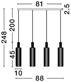 Lustra cu 4 pendule metal auriu, sticla chihlimbar ZOELLA