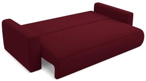 Canapea burgundy extensibilă/cu spațiu de depozitare cu tapițerie din catifea 238 cm Kapua – Makamii