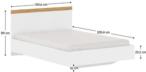 Pat de o persoană 120 cm Valgo 120 (alb + Stejar wotan). 1075513