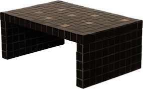 Măsuță de cafea dreptunghiulară din ceramică, negru și auriu, mozaic cu plăcuțe aurii, finisaj lucios, 32 x 80 x 53 cm, „Alpha”