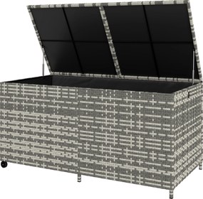 Outsunny Cufăr de grădină din rășină împletită, cufăr de depozitare exterior 650 L impermeabil cu căptușeală cu fermoar | Aosom Romania