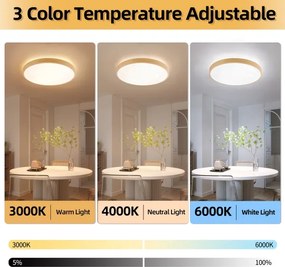 Corp de iluminat LED dimabil Brilagi-LED GLASS POOL DOUBLE, 80W, 230V, 60 cm, finisaj decor lemn + telecomandă