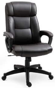 HOMCOM Fotoliu birou ergonomic reglabil cu roți pivotante 360°, tapițerie PU ciocolată, 64x73x106-115,5 cm | Aosom Romania