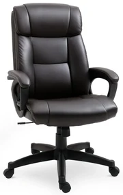 HOMCOM Fotoliu birou ergonomic reglabil cu roți pivotante 360°, tapițerie PU ciocolată, 64x73x106-115,5 cm | Aosom Romania