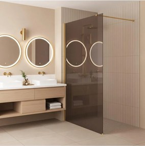 Paravan de dus fumuriu Rea Flexi Brown 130 cm auriu