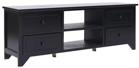 vidaXL Comodă TV, negru, 108x30x40 cm, lemn masiv de paulownia