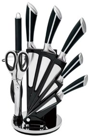 Set cutite 8 piese inox, cu suport Royalty Line KSS700, manere negre