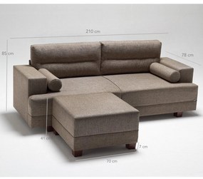 Canapea Fixa cu 3 Locuri si Taburet Oslo, 210 x 85 x 78 cm