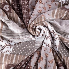 Pătură cu blăniță PATCHWORK bej 150 x 200 cm