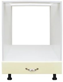 Corp pentru cuptor incorporabil cu sertar Zebra, alb/MDF Vanilie lucios, fara blat, 60 x 82 x 57 cm