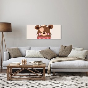 Tablou - Teddy ursuleț cu eșarfă roșie (120x50 cm)
