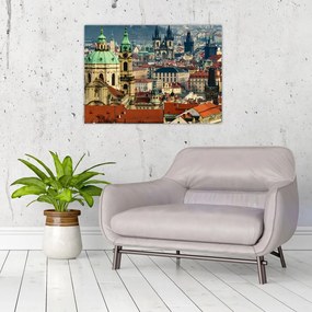 Tablou pe sticlă - Panorama din Praga (70x50 cm)