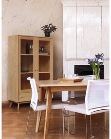 Vitrină în culoare naturală cu aspect de lemn de stejar 100x170 cm Kensal – Woodman