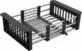 Cos scurgere telescopic Rea dreptunghiular negru mat-inox 47x22.5 cm