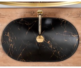 REA-U7478 - Lavoar pentru blat ROYAL 36 x 62 cm, ceramică, negru, decor marmură