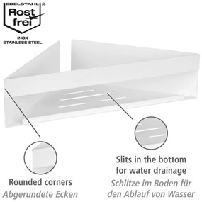 Raft pentru baie alb mat autoadeziv, pentru colț cu Turbo-Loc din oțel inoxidabil Genova – Wenko