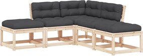 vidaXL Set canapele de grădină cu perne, 5 piese, lemn masiv de pin