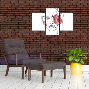 Tablou - Linie de artă față cu trandafir (90x60 cm)
