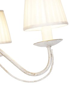 Candelabru alb cu abajururi plisate crem cu 5 lumini - Giuseppe