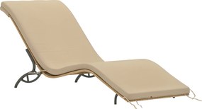 Outsunny Șezlong din poliratan, șezlong de grădină cu pernă, rezistent la intemperii, capacitate 120 kg, 166 x 63 x 76 cm, Bej | Aosom Romania