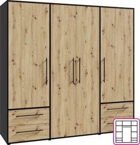 Dulap, stejar artisan/negru, MOSKA TYP 2