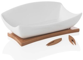 Bol de servire alb din porțelan și bambus Hors D'Oeuvre – Brandani