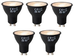 Set de 5 becuri LED GU10 cu 3 trepte de intensitate, negre, 6W, 430 lm, 2000 - 6000K