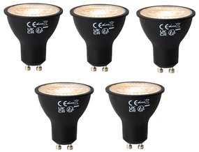 Set de 5 becuri LED GU10 cu 3 trepte de intensitate, negre, 6W, 430 lm, 2000 - 6000K