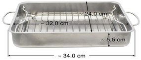 Elo 53434 Basic Tigaie din oțel inoxidabil cugrătar 34 x 24 x 5,5 cm