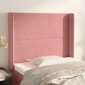 3119481 vidaXL Tăblie de pat cu aripioare, roz, 93x16x118/128 cm, catifea