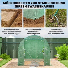 Outsunny Seră aprox. 2,7 x 2 x 2 m seră din folie cu rafturi ușă rulabilă cu fermoar 6 ferestre cu plasă stâlpi de susținere | Aosom Romania