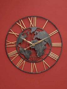 Ceas decorativ, de perete, din metal, Worldmap