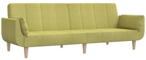 337565 vidaXL Canapea extensibilă cu 2 locuri, 2 perne, verde, textil