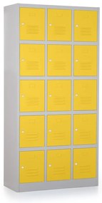 Dulap metalic - 15 cutii, 90 x 40 x 185 cm, broasca cilindrica, galben - ral 1023