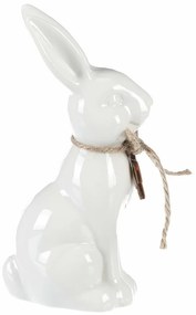 Decorațiune ceramică Iepure, alb, 7 x 15 x 5 cm
