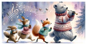 Tablou parada de iarnă a animalelor cu melodie