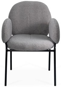 Scaun dining gri boucle cu cadru metalic negru BUC 281