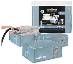 Cutii de depozitare pentru haine 3 buc. din plastic cu vacuum 65x45x27 cm Blue Edition – Compactor