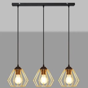 Lustră pe cablu AGAT 3xE27/15W/230V auriu/negru